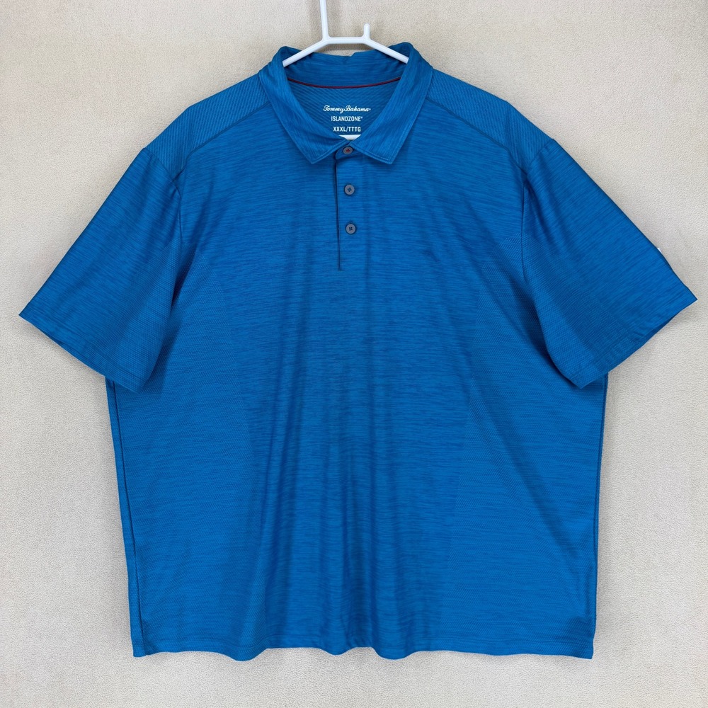 Tommy Bahama IslandZone Mens XXL TTTG Blue Performance Polo Shirt Marlin‎ Logo